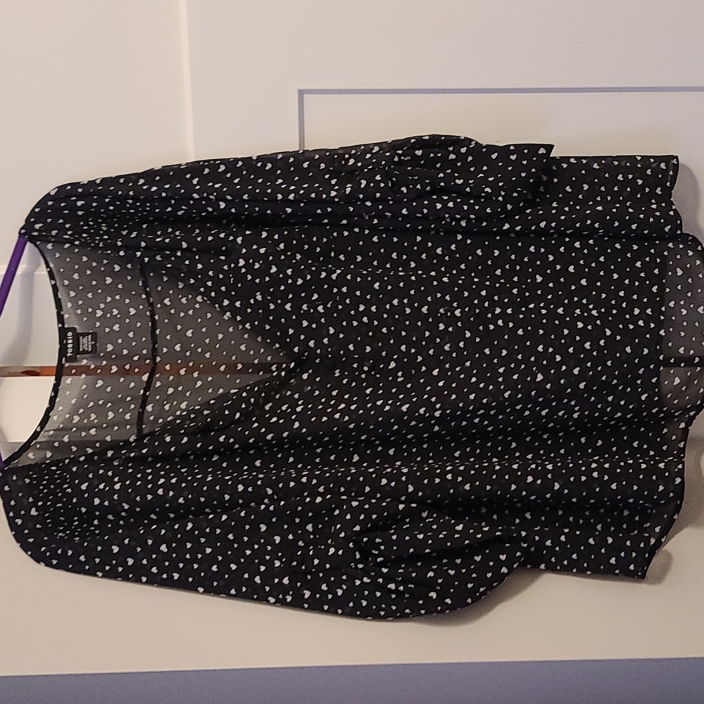 Torrid Black Sheer Small Heart Print - Size 3